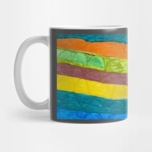 Unique Colourful Wide Lined Shaped With Colourful Background Mug